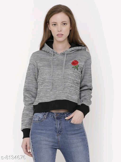 Elegance Woman's Full Sleeve Corpped Printed Sweatshirt hoodie