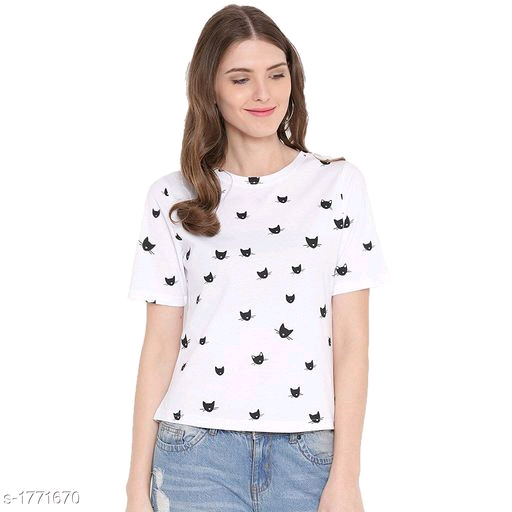 Alice Stylish Cotton Printed & Solid T-Shirt