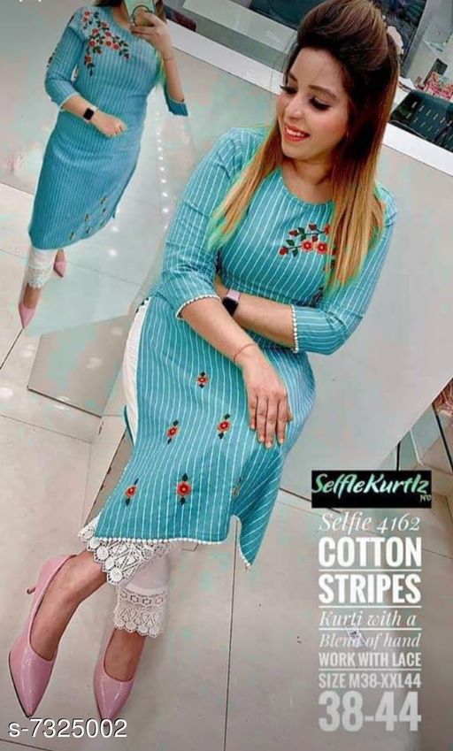 Hand Work Kurti With Lace Pant Kurta 