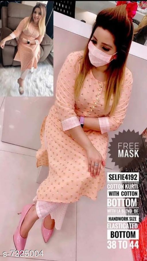 Hand Work Kurti With Lace Pant Kurta 