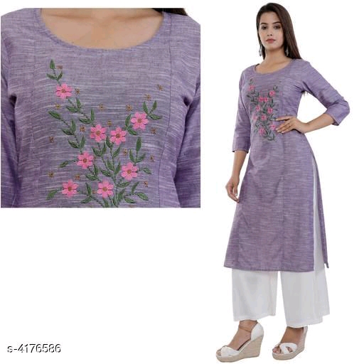 Stylish South Cotton Embroidered Women's Kurti Fabric: South Cotton Sleeves: