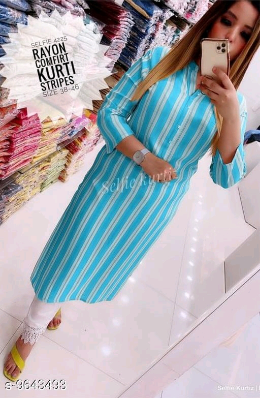 Women's Festive Printed Rayon Kurta with Pant 