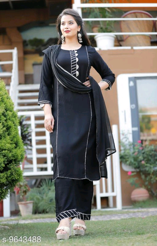 Women's Classy Festive Trends Heavy Embroidery Lace Work Rayon Kurta 