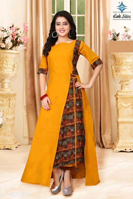 Women's Abstract Printed Cotton Slub Kurti F