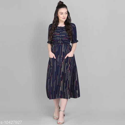 Women's Foil Printed Skater Dress 