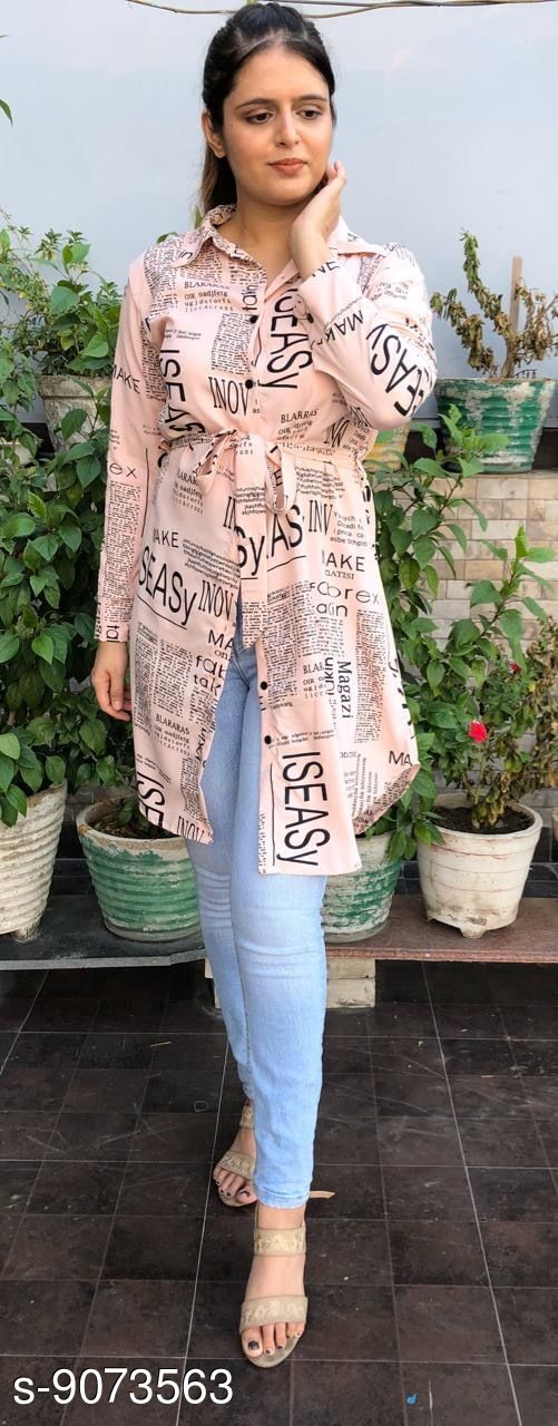 Trendy Paper Print Front Open Collared Dress For Women