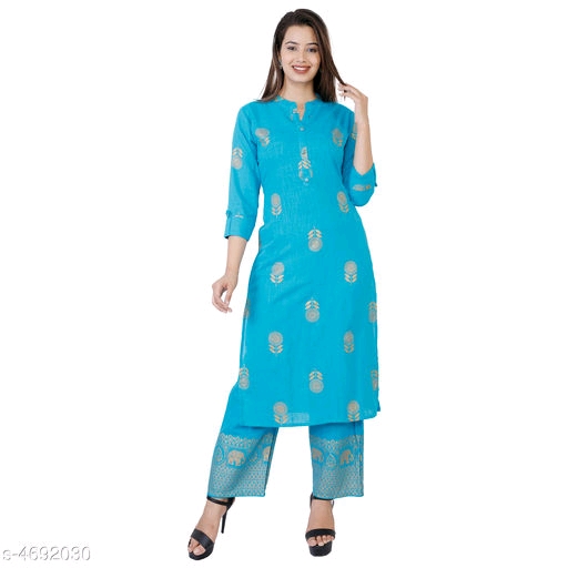 Women's Printed Cotton Kurta set with Palazzos