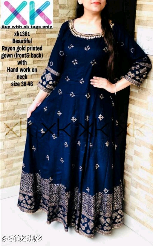 Heavy Rayon golden print kurti