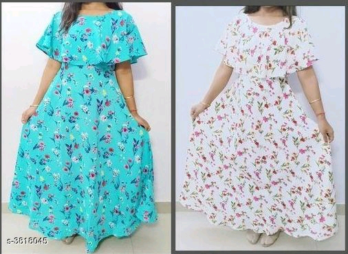 Printed Maxi Crepe Dress 