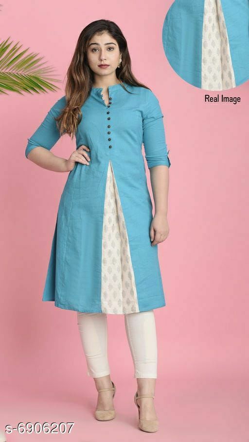 Women's Printed Yellow Cotton Kurti 