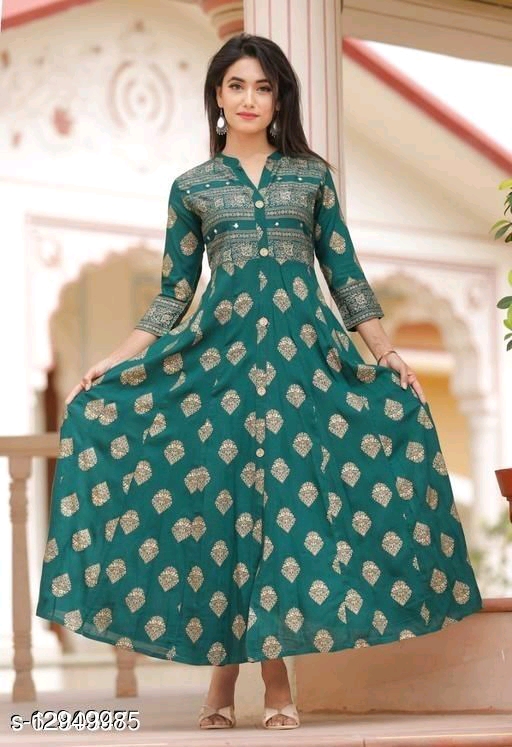 Bottle Green Anarkali Kurti 