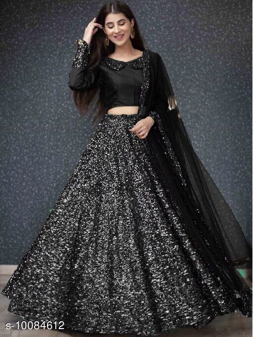 WEDDING SEQUENCE WORK IN VELVET LEHENGA AND HEVY SLUB SILK CHOLI & NET DUPATTA SET