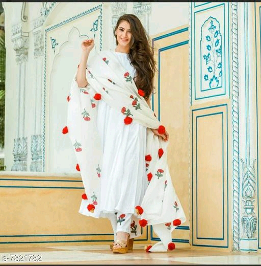 Women's Solid Long Anarkali Kurta with Palazzos Kurta 