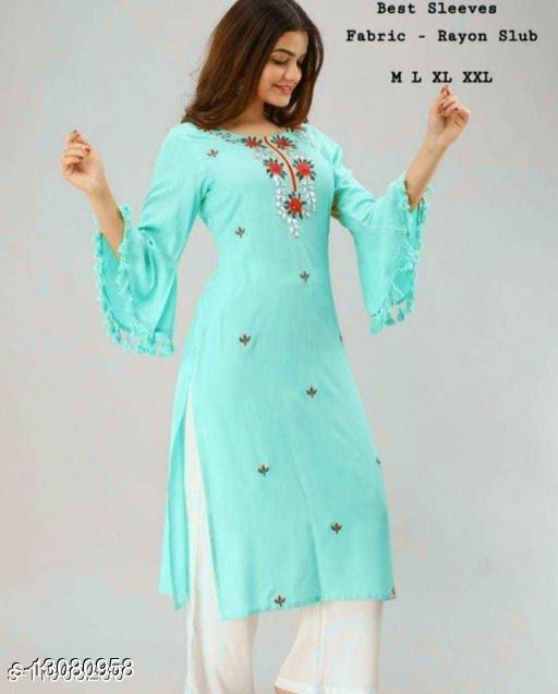Rayon kurti with palazzo for women Kurta set