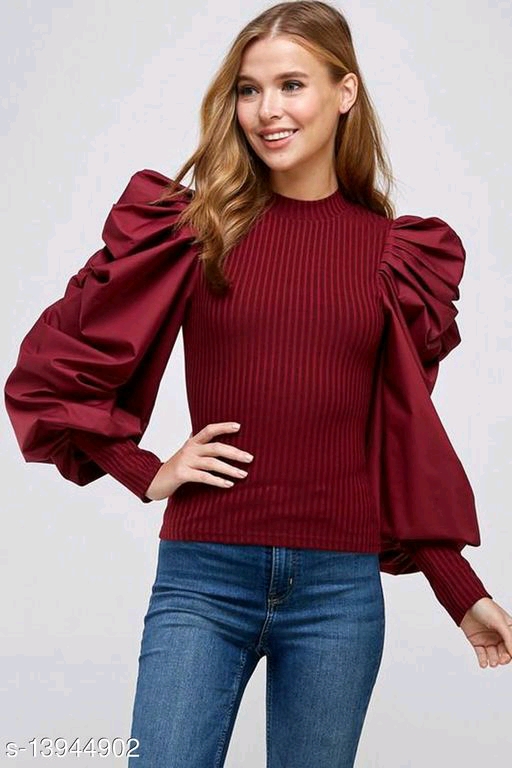New Stylish Puff Sleeve Top for womens and girls, Stylish high neck top for women 
