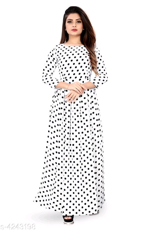 Trendy Crepe Printed Women's Gown