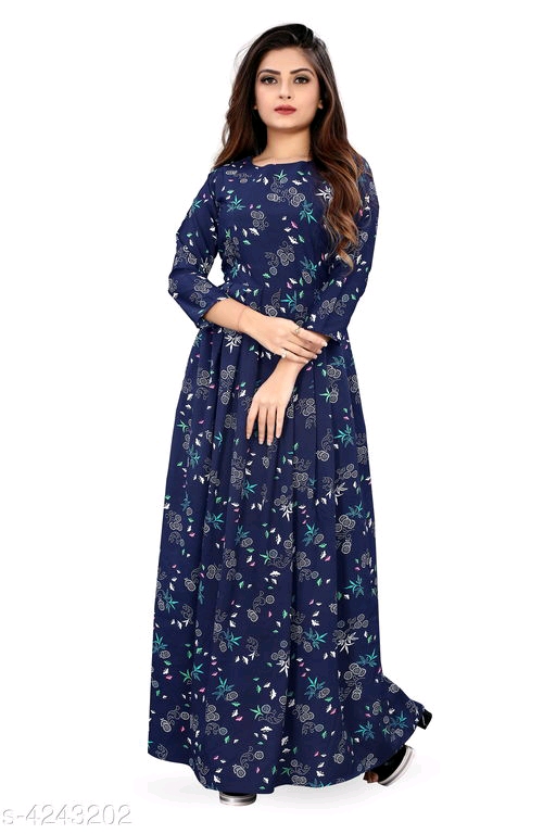 Trendy Crepe Printed Women's Gown 