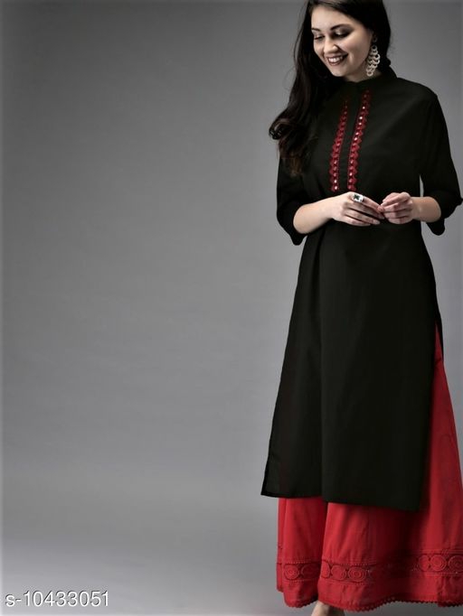 Women's Black Dyed/ Washed Cotton Kurti 