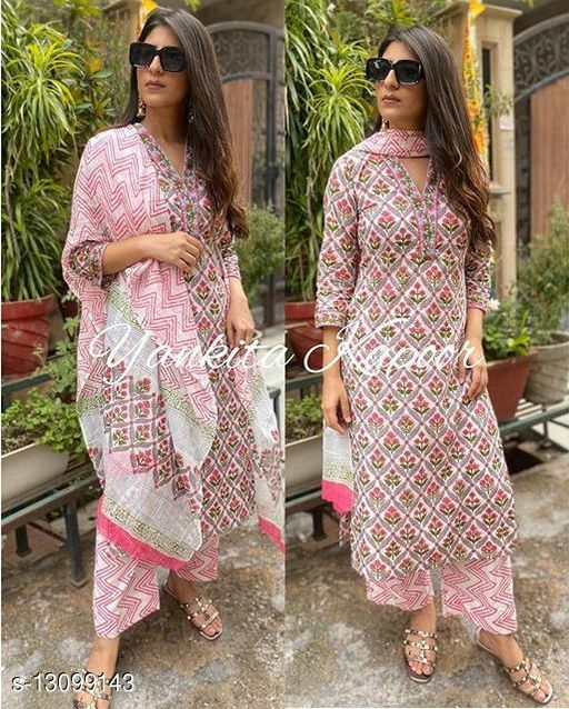 A-line Printed Long Kurti With Palazzo