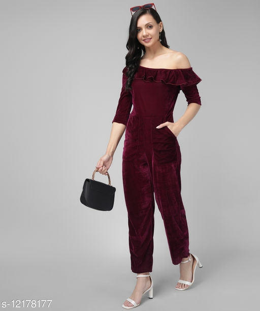 VAARARO WOMEN VALVET STYLISH JUMPSUIT 