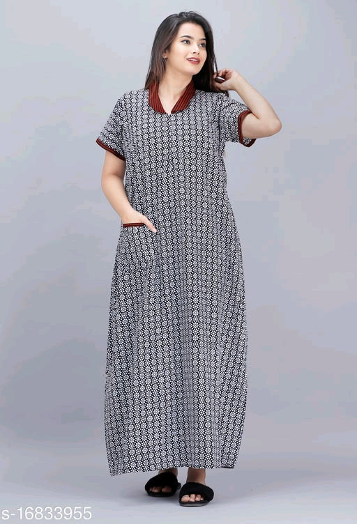Trendy Stylish Women Nightdresses Fabric: Cotton Sleeve Length: Short Sleeves Pattern: Printed Multipack: 1 Add ons: Top Sizes: 4XL (Bust Size: 48 in,
