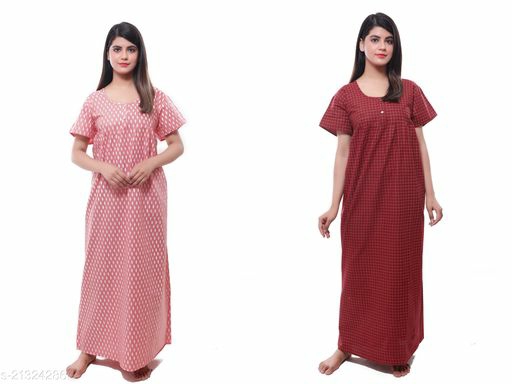 Trendy Pure Cotton Nighties- Pack of 2